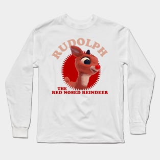 Watercolor Rudolph The Red Nosed Reindeer Christmas Long Sleeve T-Shirt